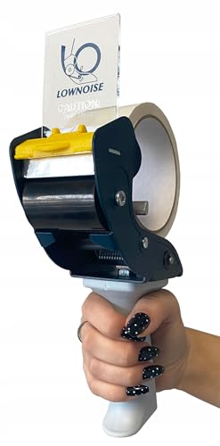 SNC-289 Pack of 12 Low Noise Carton Sealing Packaging Tape Dispensers with Safety Blade Cover; 3" Core; Fits 2" Wide Tape Rolls; Natural Rubber Roller