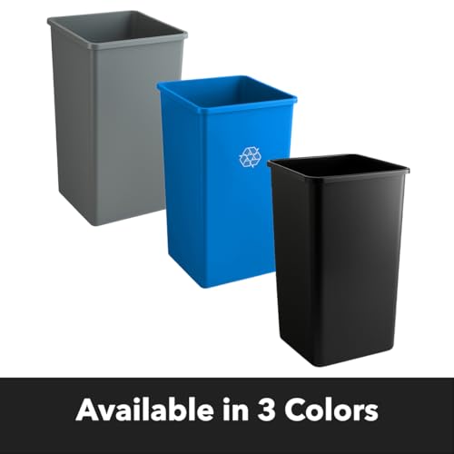 SunSierra 50-Gallon Square Trash Can - Large Commercial Waste Bin, Heavy-Duty Plastic Garbage Container for Indoor or Outdoor Use, Black