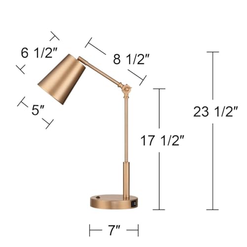 Sully 23 1/2" High Desk Lamps Set of 2 Gold Adjustable USB Ports Brass