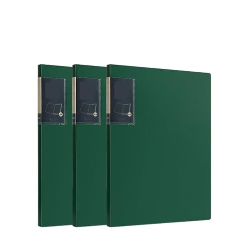 Filing Envelopes 3 Pcs PP A4 Folder with Transparent Inserts 30 Page Data Book Multi-Layer Contract Document Organizer Plastic Folders(Green)