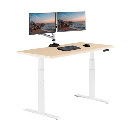 Vari ComfortEdge Electric Standing Desk – 60x30 – Light Wood/White