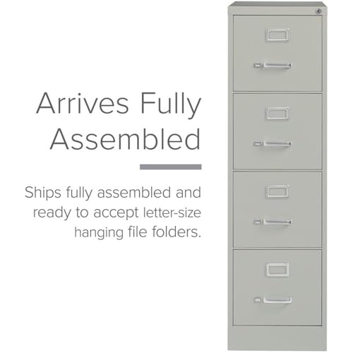 Scranton & Co 25" 4-Drawer Metal Letter Width Vertical Filing Cabinet in Gray, Lockable, Sturdy Steel Construction, Office or Home Use, Durable Letter Size File Storage