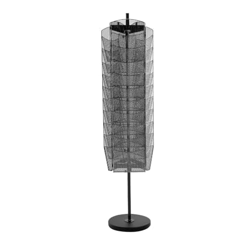 VEVOR Rotating Brochure Display Rack, 30 Pockets Mesh Magazine Literature Display Stand, Portable Floor Standing Magazine Rack, Metal Newspaper Catalog Holders for Shop Exhibitions Office Trade Show