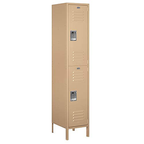 18" Wide Double Tier Standard Metal Locker - 1 Wide - 6 Feet High - 18 Inches Deep - Tan - Unassembled