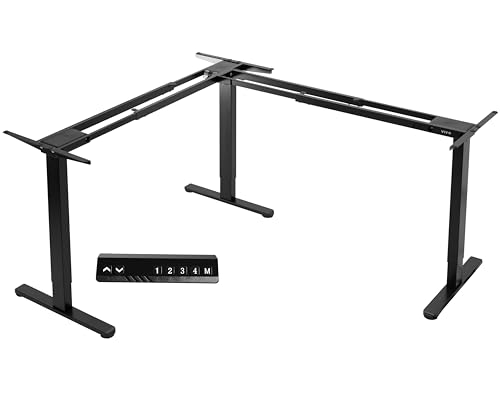 VIVO Black Electric Corner 3-Leg Standing Desk Frame, DESK-V123EB