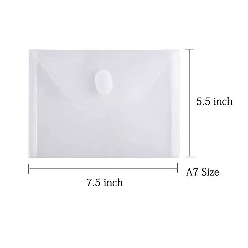 YESSART 5x7 Small Plastic Envelopes Hook Loop Closure Receipt Storage Holder 60 Pack