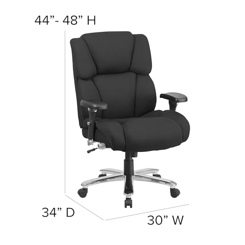 Scranton & Co Contemporary Fabric Big & Tall Swivel Office Chair in Black