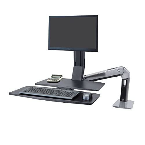 Ergotron – WorkFit-A LD Single Monitor Standing Desk Converter, Sit-Stand Workstation for Tabletops – 5 to 15 lbs, Level Keyboard Tray