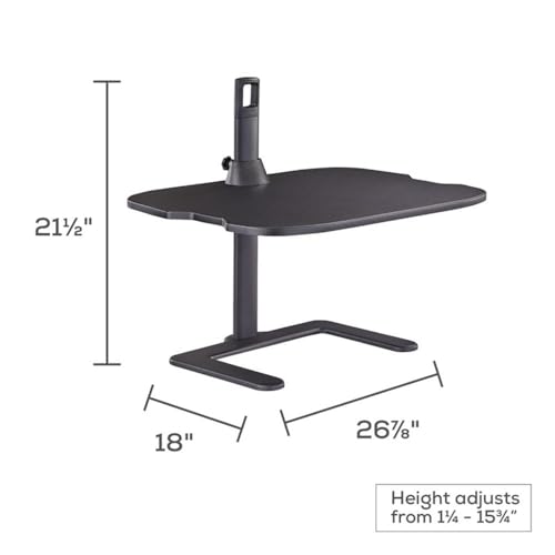 Pemberly Row Height Adjustable Laptop Stand, Black Laminate Platform with Powder-Coated Steel Base, 1.25–15.75 in Adjustable Height, Lightweight Free-Standing Design, Office Desk Accessory