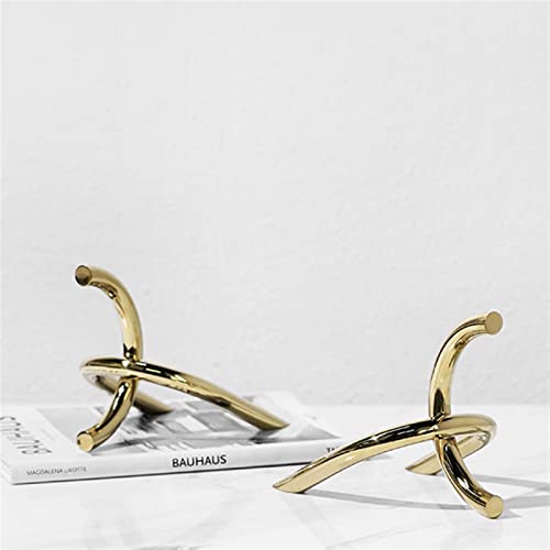 Book Organizer Decorative Bookends, Stainless Steel Book Ends Nonskid Art Bookend for Shelves for Decor, School, Home, Office, Library(Gold)