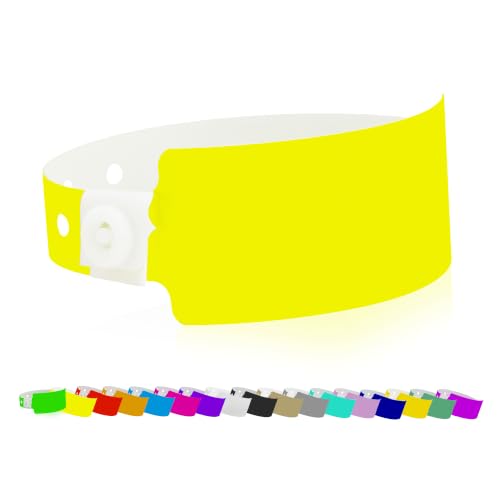 500 WristCo Neon Yellow Wide Plastic Wristbands for Events - Secure Design