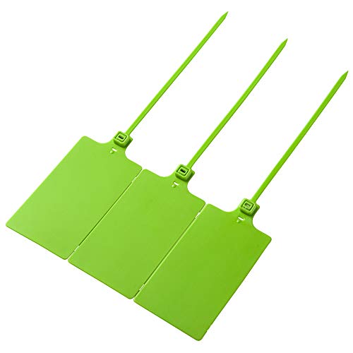 400Pcs Plastic Seals Shipping Label Tags, Writable Marker Big Sign Tie for Logistics, 255mm Total Length Self Locking Inventory Waterproof Tag Fastener with 3 Marker Pen (Green)