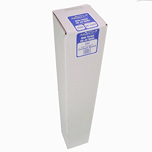 Alliance Wide Format Paper 36" x 300" High Resolution Ink Jet Media Coated Bond Rolls 96 Bright with 2" core For Aqueous and Latex Printers. 1 Roll per Carton 24 LB