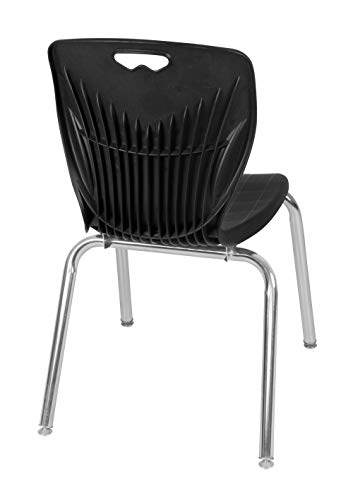 Romig Andy 18-Inch Stackable Classroom Chairs for Kids – Durable Plastic School Chairs with Metal Legs, Easy to Clean, Perfect for Daycares, Preschools & Learning Spaces (4-Pack, Black)