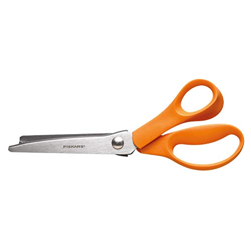 Fiskars Pinking Scissors, Length: 23 cm, for Right-Handed Users, Stainless Steel Blade/Plastic Handles, Orange, Classic, 1005130