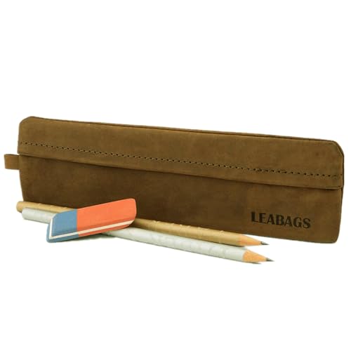 LEABAGS Leather Pencil Case - Genuine Leather Pencil Pouch Fort Vaux - Pen Case for Adults Men Women Work University