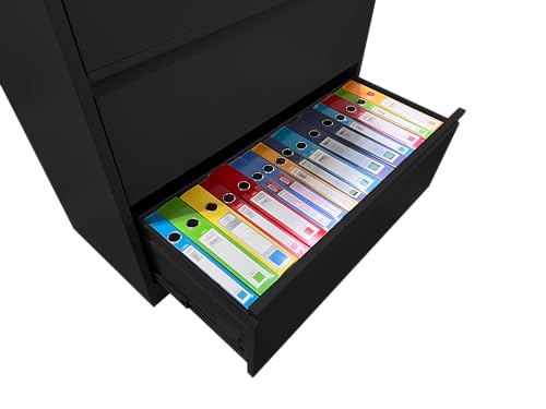 Large Metal File Cabinet Lockable Tall 5 Drawer Lateral Steel Filing Cabinet with Lock & Large Drawer Lockable File Cabinet Filing Cabinet Office File Cabinets Printer Stand for Home Office (Black)