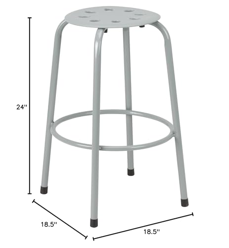 Norwood Counter-Height 24 Inch Stool with Footrest Stability Ring - Flexible Seating for Home, Office, Classroom (Pack of 2)