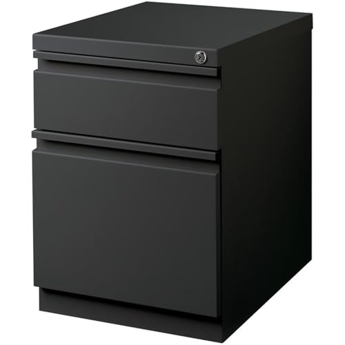 Scranton & Co Metal Mobile Pedestal Filing Cabinet, 2 Drawers, 21.75" H x 15" W x 19.88" D, Charcoal Finish, Lockable, Ball-Bearing Suspension, Commercial Grade Office Storage Solution