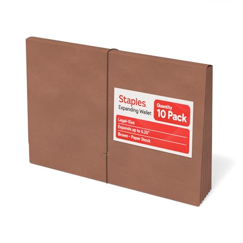 Staples Expanding Wallet, Legal Size, Brown Redrope, Elastic Closure