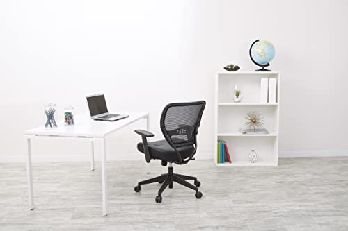 Space Seating 57 Series Professional Dark Air Grid Back Manager's Adjustable Office Chair with Built-in Lumbar Support and Padded Seat, Black Bonded Leather