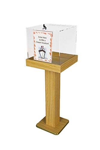 FixtureDisplays® Wood Acrylic Large Floor Standing Tithing Box Offering Box with Sign Holder 14300+12065