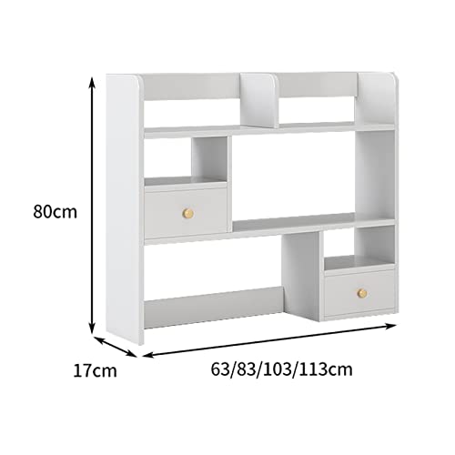 VHDY85KA Bookcase Desktop Shelf Wood Desktop Organizer Storage Shelf for Office Supplies and Home, Wood Desktop Bookshelf, The Best Companion for Office Desk, Grey Modern(L113*D17*H80cm)