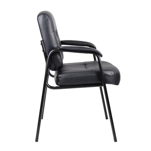 Boss Office Products Executive Mid Back LeatherPlus Guest Chair in Black (B7509)