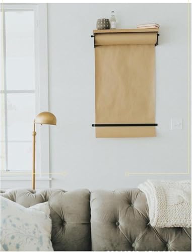 LNNW Kraft Paper Dispenser Kraft Paper Scroll Display Holder, with Wooden Shelf, for Home/Studio/Office/Living Room Decorative Message Boards for Wall(70CM)