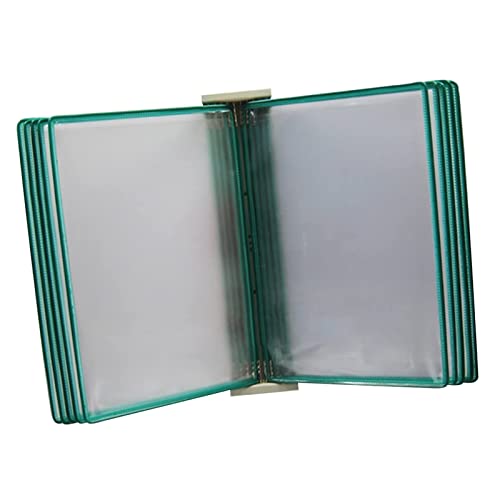 GFSGHZZ Wall Mount Reference Organizer - Catalog Display Rack, 10 Double-Sided Panels, A4 Letter-Size Wall Mounted Reference System, for Offices, Workshops, Exhibition Halls, Hotel Receptions,Green