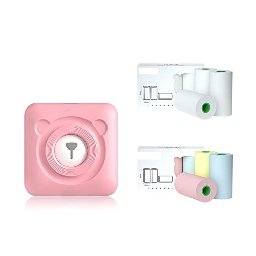 MKJGGII Thermal Photo Printer Wireless Portable Label Maker Barcode Sticker(Pink 6 Paper)