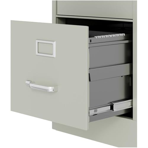Scranton & Co 25" 4-Drawer Metal Letter Width Vertical Filing Cabinet in Gray, Lockable, Sturdy Steel Construction, Office or Home Use, Durable Letter Size File Storage