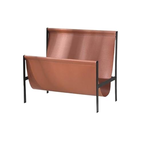 Display Storage Shelves Vintage Minimalism Leather Floor Small Bookshelf Multifunctional Magazine Rack Newspaper Stand Freestanding(Brown)