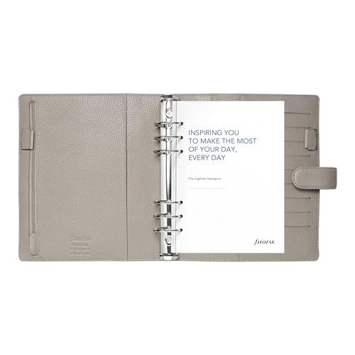 Filofax Norfolk Organizer, A5 Size, Taupe - Soft, Full-Grain Leather, Six Rings, Week-to-View Insert, Multilingual (C022643)