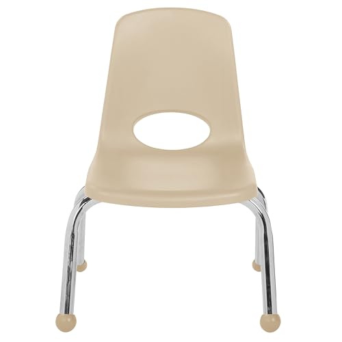 FDP 10" School Stack Chair with Ball Glides, Sand, 2-Pack, 15409-SD