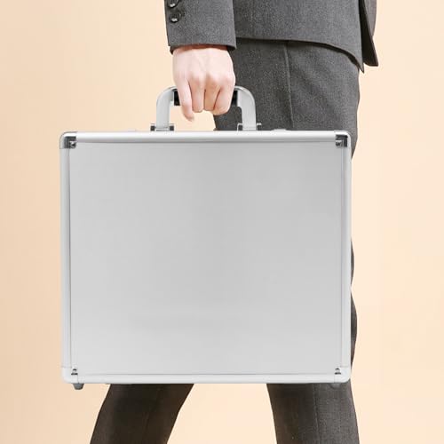 Aluminum Locking Briefcase, Portable Lock Box w/Strap Aluminum Case(Silver)