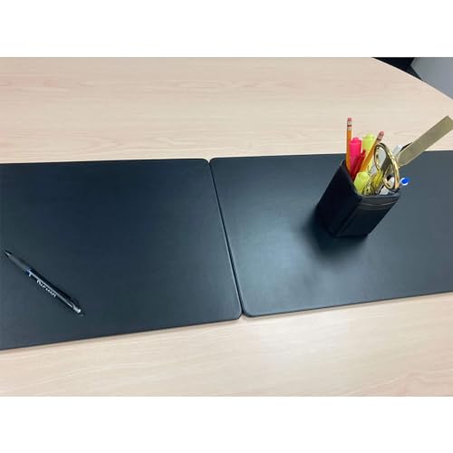 DACASSO Classic Black Leather Conference Table Single Runner- Luxury Leather Table Runner - Executive Desk Surface Protector - (Black, 30" x 12.5")