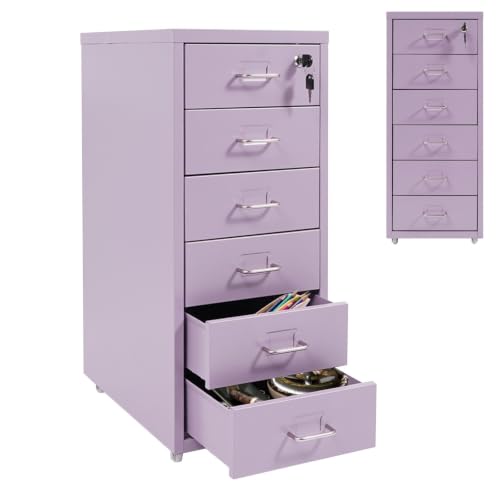 JSEBNHCUX 6 Drawer File Cabinet with Lock Metal Office Filing Cabinet