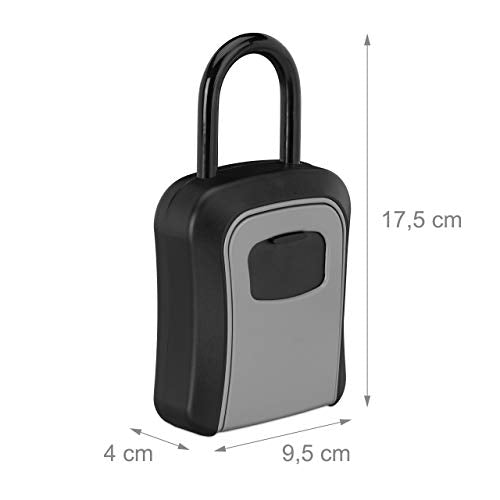 Relaxdays HLP 2 x Key Box with Numerical Combination, 4 Digits, for Hanging, Outdoor, 17.5 x 9.5 x 4 cm, Black/Grey
