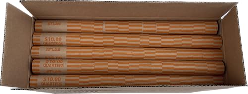 ATLAS Preformed Coin Wrappers - 504 Count Quarter Coin Roll Wrappers - Precrimped for Easy Coin Handling. Sort Your Loose Change by Hand or use Any Brand of Automatic Coin Sorter (ACW-504Q)