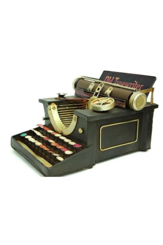 SODEF Decorative Metal Typewriter - Vintage Retro Style, Handmade Hand-Painted, Full Metal Construction, Escitme Finish, 14.2 x 10.2 x 9.1 inches - Multicolor