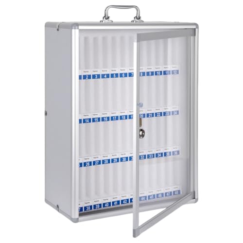Wcxixo Slots Cell Phone Storage Box Aluminum Alloy Cell Phone Holder Wall-Mounted Pocket Chart Storage Locker Box Mobile Phone Lock Box with Handle and Security Lock for Classroom Office
