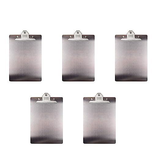 Cwmiibili 5X File Folder Metal Clipboard A4 Stainless Steel Clip Board Organizer Binder Board Menu Splint for School Teach
