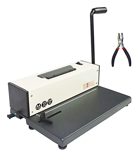 INTBUYING 110V 46 Holes Electric Spiral Coil Binding Machine, 4:1 Binder Electric Coil Inserter with 1pc Cutting Spiral Coil Plier for 3mm 5mm 7mm Pitch Size