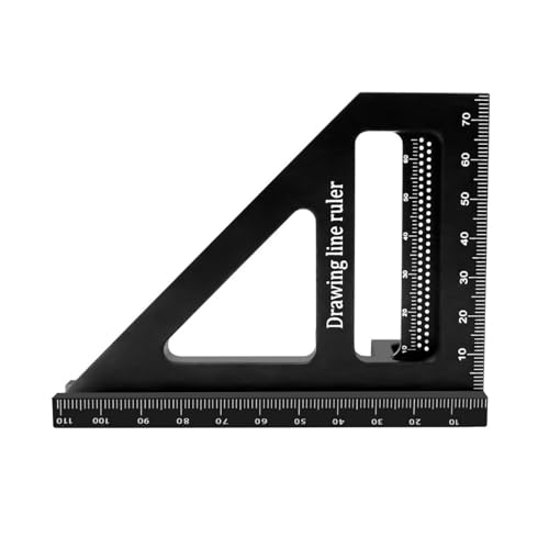 Multi functional alloy triangle ruler: a woodworking tool used for measuring 45 °/90 ° angles and line drawing-Tricolor