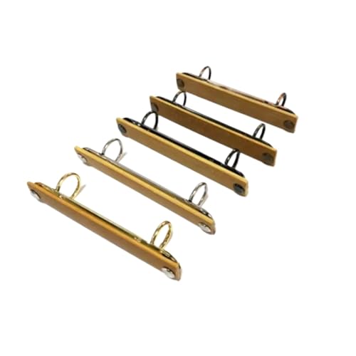 Ring Clips 8pcs A7 Detachable Buckle Loose-Leaf Binder Strip with Bamboo Back Panel 2 Holes Metal Ring Binder Clips for Handbook Album Notebook(Gold)