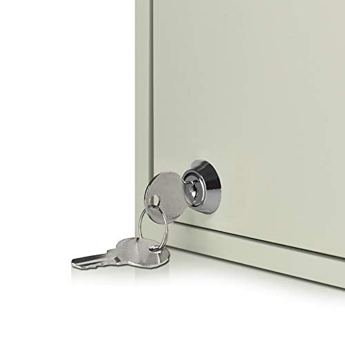 Acrimet 48-Key Cabinet with Lock, Wall Mount Wooden Key Organizer, Security Key Storage Box (48 Positions) with Numbered Hooks & Assorted Key Tags – Commercial & Home Use (Beige)