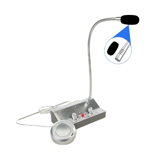 Window Intercom Window Speaker Two Way Intercom Speaker with Mute Function Ticket Counter Interphone for Bank Office Restaurant Hospital Clinic Silver