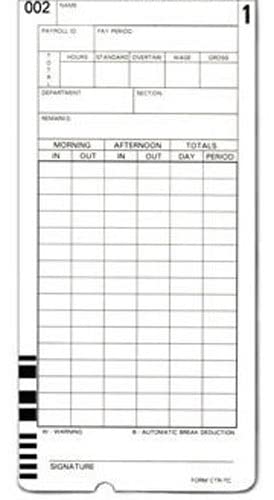 200 CTR-TC Time Cards for Icon CT-900 Calculating Time Recorder