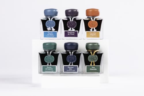 Herbin 15513JT- Bottle of 1798 silver glitter ink for fountain pen, rollerball, glass nib and nib holder 50 ml, Kyanite du Népal